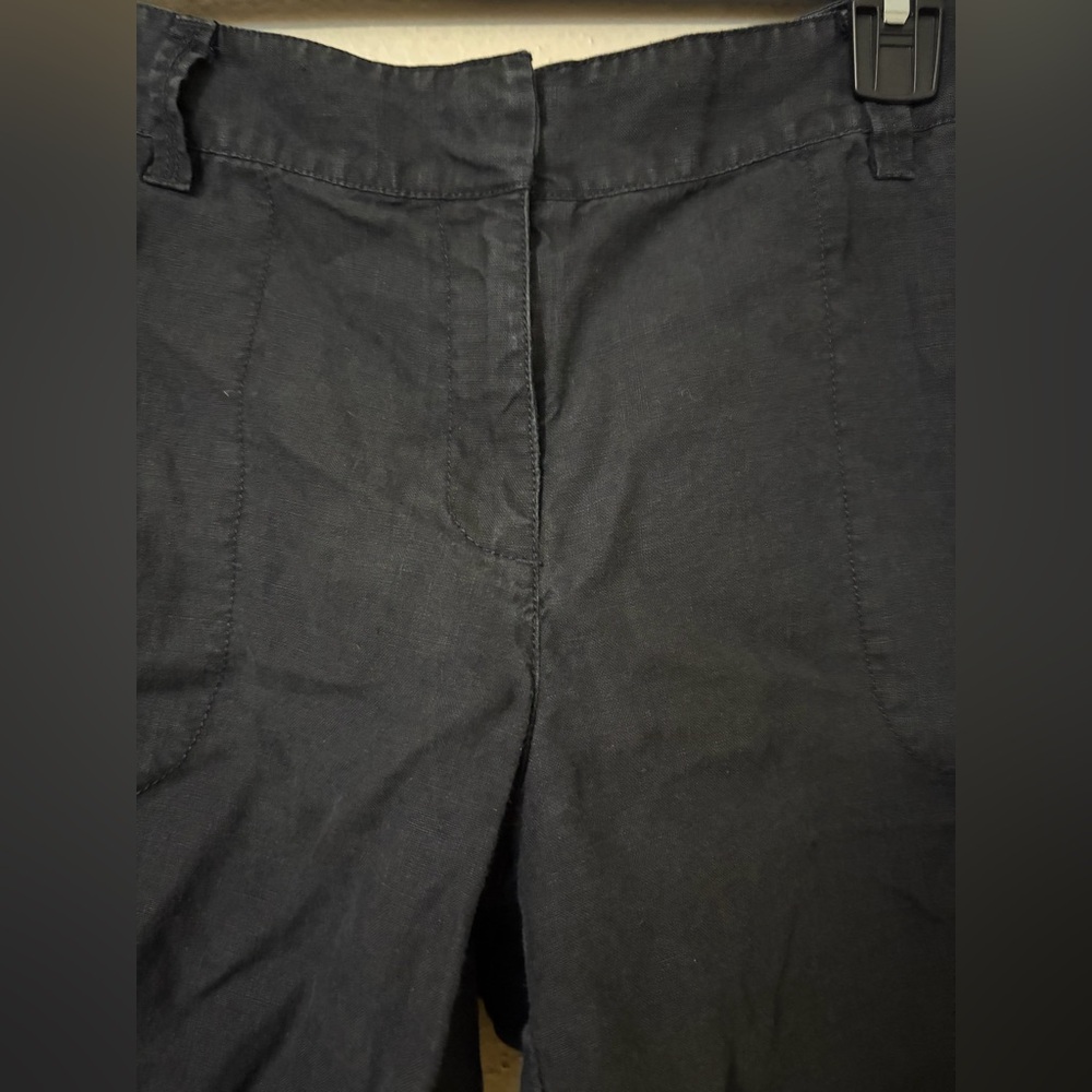 Women's Black Casual Linen-Blend Shorts-Eileen Fisher - Picture 6 of 7